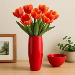 Target 2007 China Red Modern Tapered Ceramic Vase, 5x10”